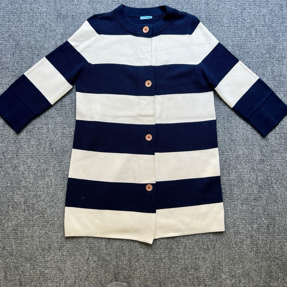 J. McLaughlin Navy and Cream Striped Cardigan